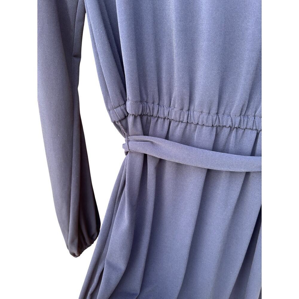 Michael Kors XS Navy Blue Long Sleeve Mini Dress Gold Chain Belted Ruffle - Picture 12 of 14